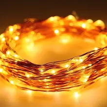 Светодиодный гирлянды, рождественские огни 12 м/40 футов, 120 светодиодный s, теплая белая веревка огни для нового года и Рождества, праздничное украшение, в помещении