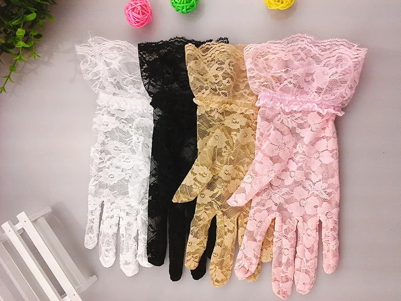 12 шт./лот, кружевные черные, белые, розовые, серые, сексуальные женские перчатки для танцев и выступлений, короткий дизайн