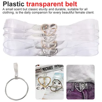 

Transparent Belt For Women Resin Waist Strap Pin Buckle Harajuku Ladies Round Heart Belts Cute Jeans Dress PVC Clear Belt