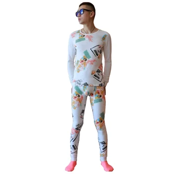 

KWAN.Z long johns thermo underwear plus thick velvet winter clothes men thermal underwear for men printing bielizna termiczna