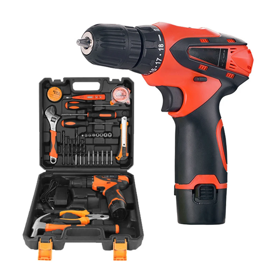 

Power Tool Sets Cordless Power Drill Multifunction Electric Screwdriver Kit 12V Lithium-Ion Battery Rechargeable Home Tools