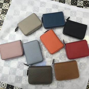 

Kafunila 100% real leather ladies purse female leisure zipper card holder new fashion coin purse women's genuine leather wallets