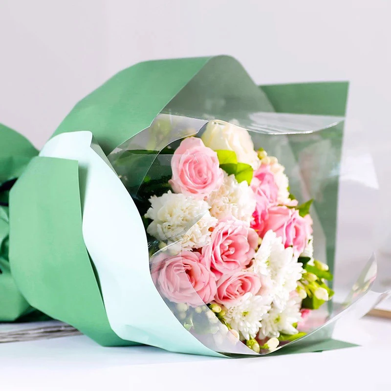 Coreano Impermeabile di Imballaggio Involucro di Carta Da Imballaggio del Regalo di Colore del Doppio Nebbia Fiorista Bouquet di Fiori Forniture 10 pz