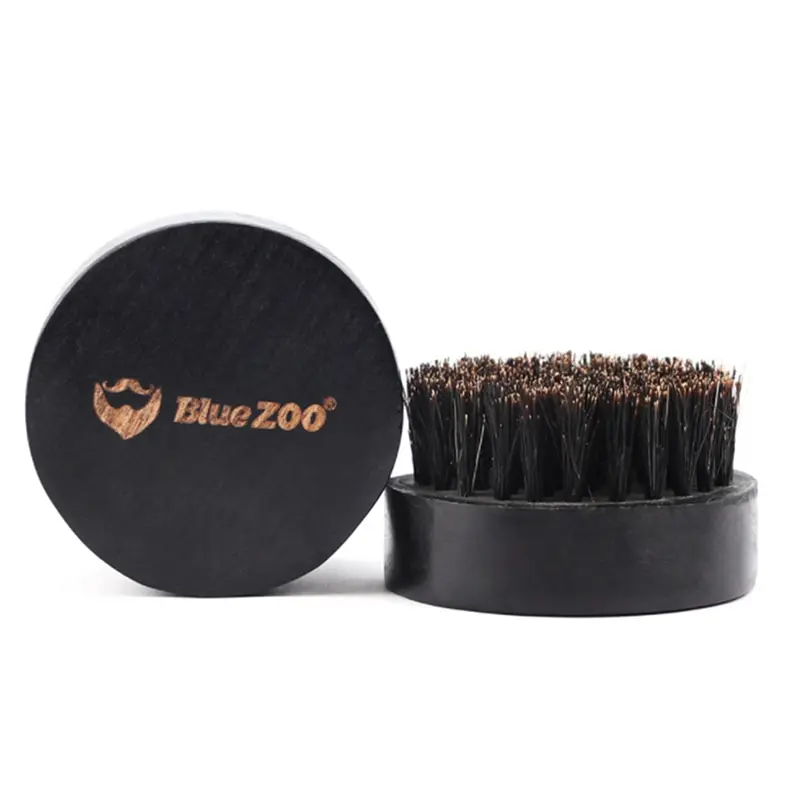 Men Boar Hair Bristle Beard Brush Shaving Comb Face Massage Handmade Yellow Mustache Brush 6.5cm