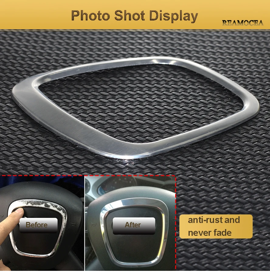 Reamocea Car Styling Aluminum Alloy Auto Steering Wheel Sticker Emblem Trim Frame Decal For Audi A3 A4L A6L Q3 Q5 (7)