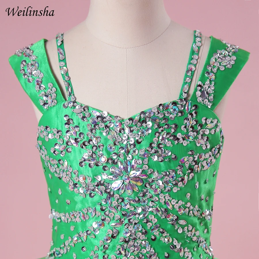 Weilinsha/платья из органзы с цветочным узором и оборками для девочек, пышное платье с рукавами-крылышками и бусинами для девочек, вечерние платья, Vestidos de comunion