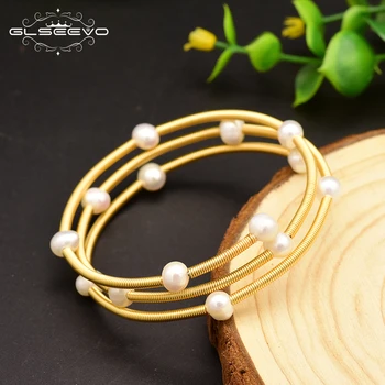 

GLSEEVO Natural Fresh Water Pearl Multi-storey Adjustable Bangle Bracelets For Women Wedding Party Handmade Fine Jewelry GB0119