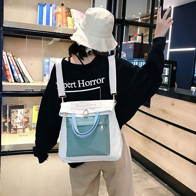 Youda Multi Purpose Canvas Bag College Style Shoulder Messenger Bags Simple Color Matching Large Capacity Handbag Portable Tote