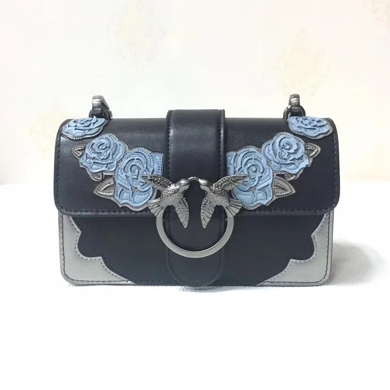 

Fashion Swallow Bags Famous brand Woman Ladies Floral genuine Leather Handbags Women Messenger Bags Chain Crossbody Bag