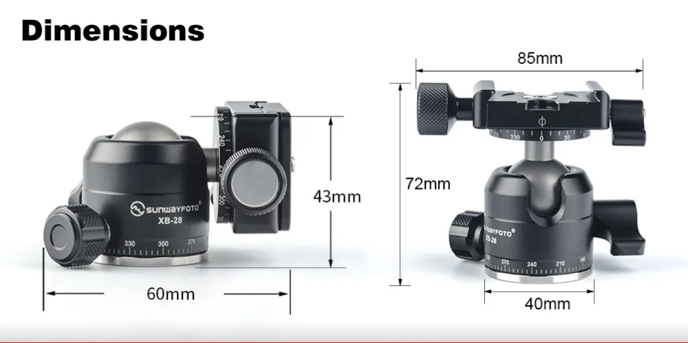 SUNWAYFOTO T1A20D-T II штатив с шаровой головкой, включая XB-28 II* 1, T1A20D* 1 и одну qr-пластину