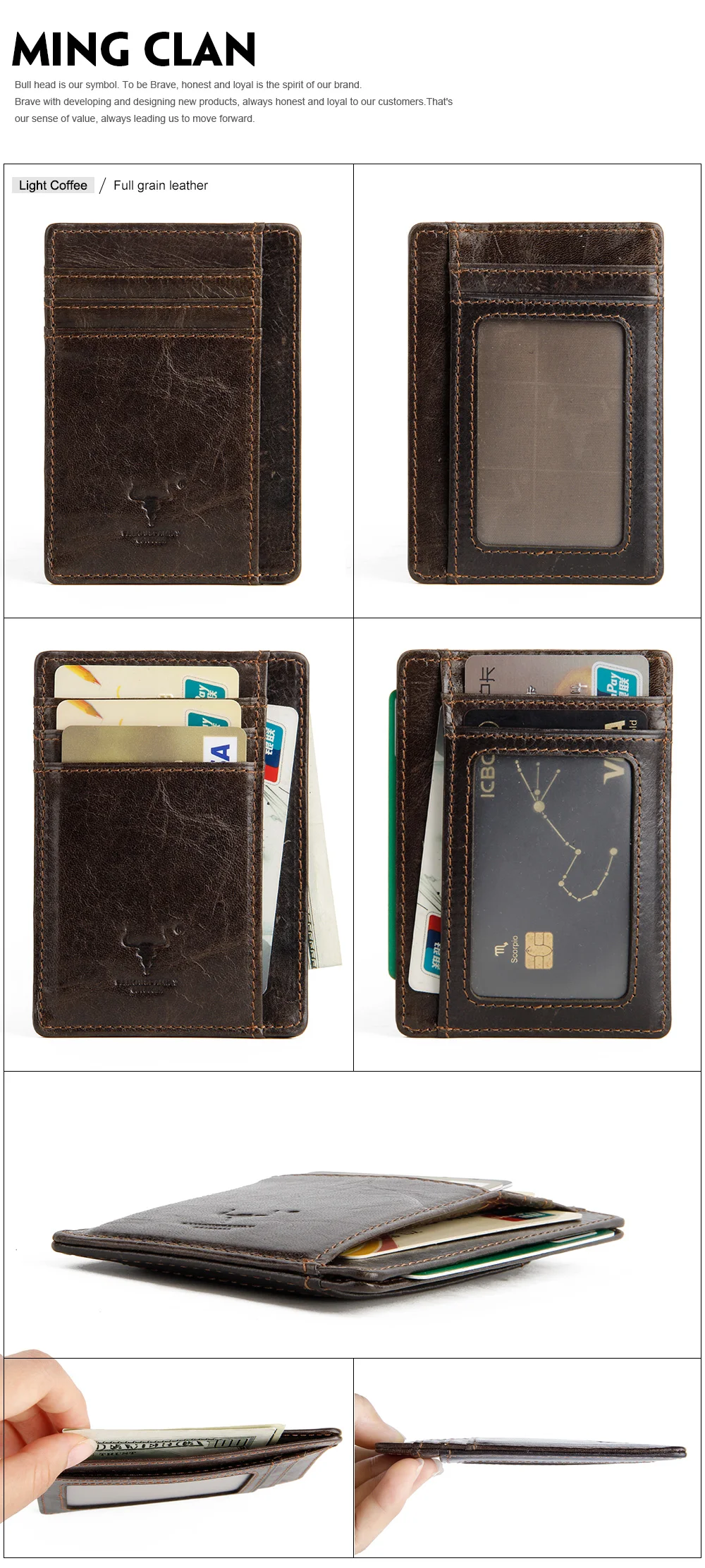 Держатель для кредитных карт, модный винтажный кожаный мини-держатель для ID, деловой держатель для карт, тонкий чехол для банковских карт, кошелек, маленький кошелек