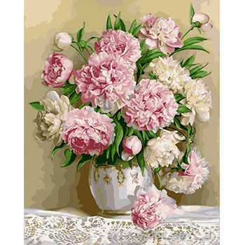 

Peony Flower 30*40cm Diy digital oil painting by numbers paint drawing coloring canvas hand painted picture wall decorations