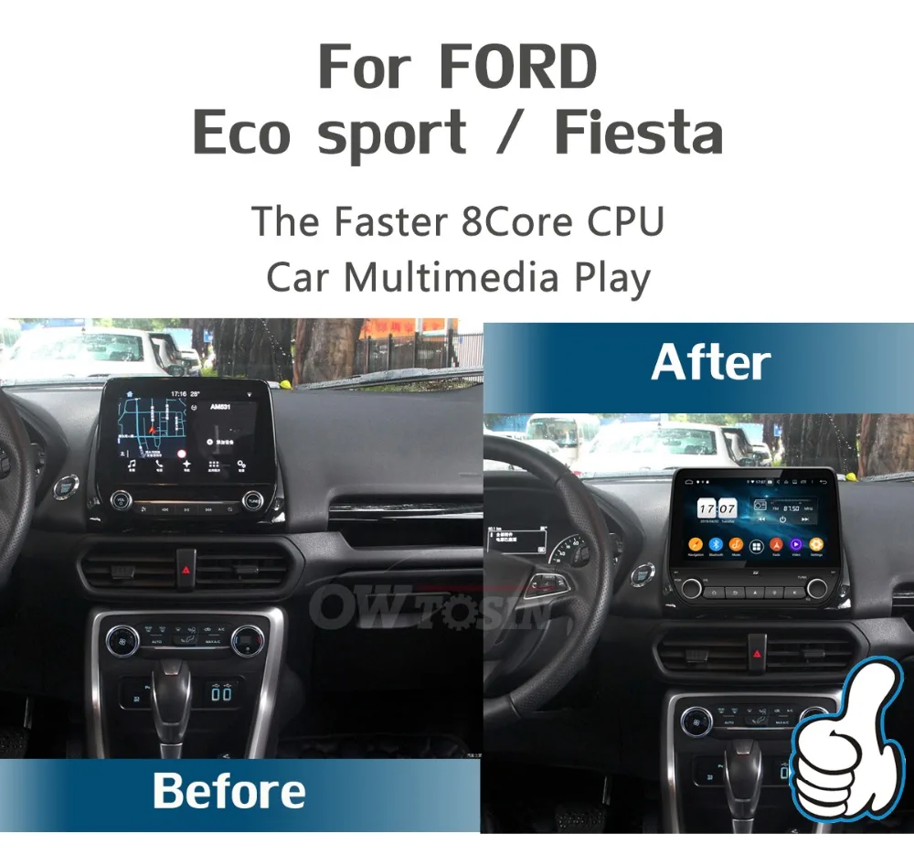 Sale Android 9.0 8Core 9" IPS 4G RAM+64G ROM Car DVD Radio Player GPS For Ford Eco sport Fiesta 2017 2018 DSP CarPlay Parrot BT Adas 2