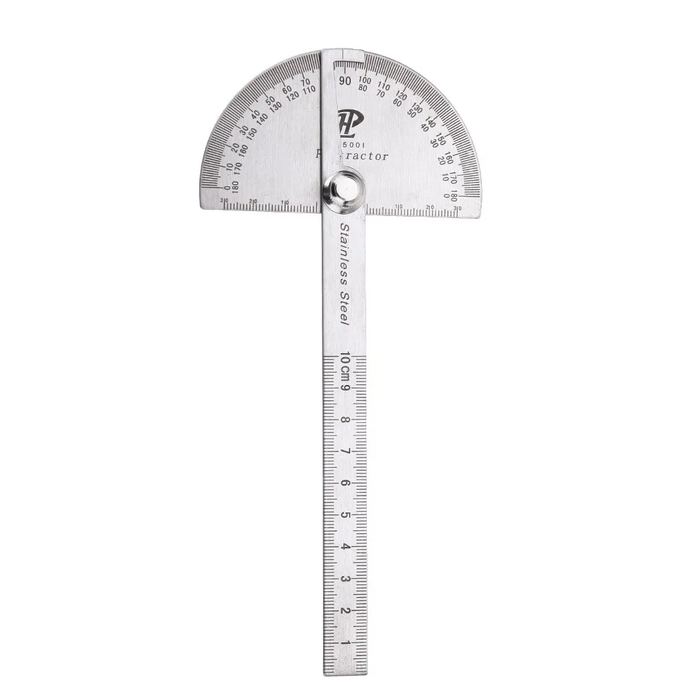 Stainless Steel Round Head 180 degree Protractor Angle Finder Rotary