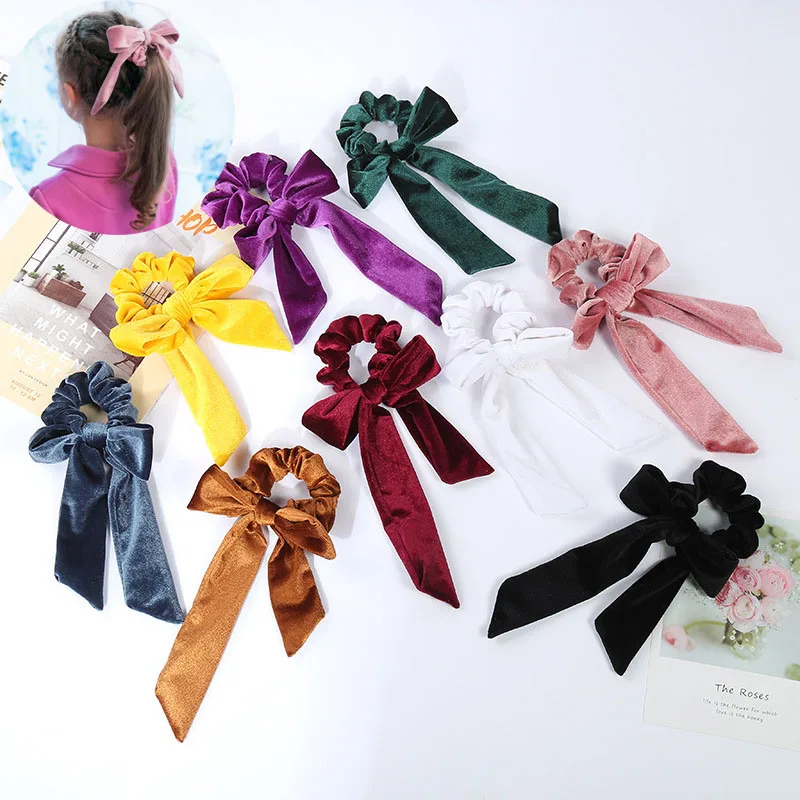 

Women Hair Bows Rope Head Band Velvet Scrunchie Elastic Hair Bands Bowknot Girls Hair Accessories