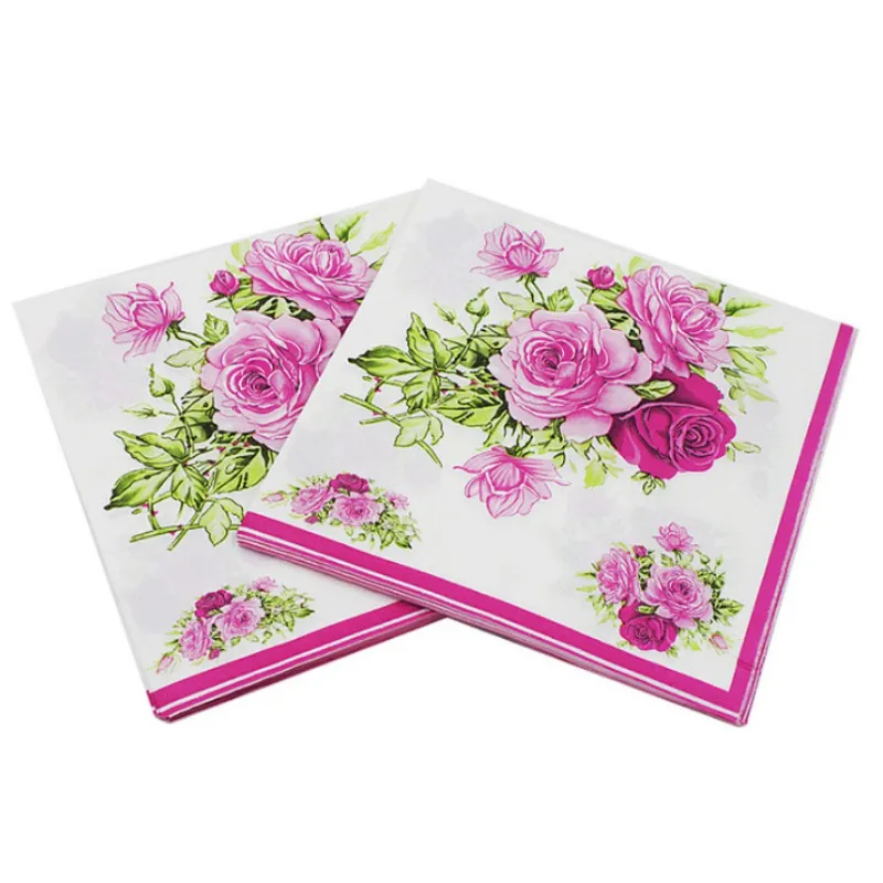 

Wedding Party Lunch Paper Napkins Printed Decoupage Festive Party Tissue Home Supplies Napkins 20pcs 33x33cm