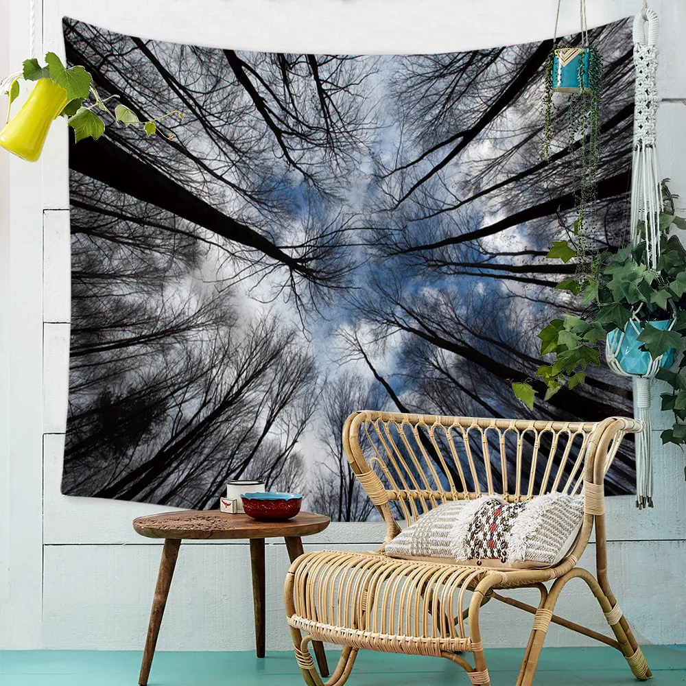 Sky Forest Tapestry Wall Hanging Trees Night Large Wall Cloth