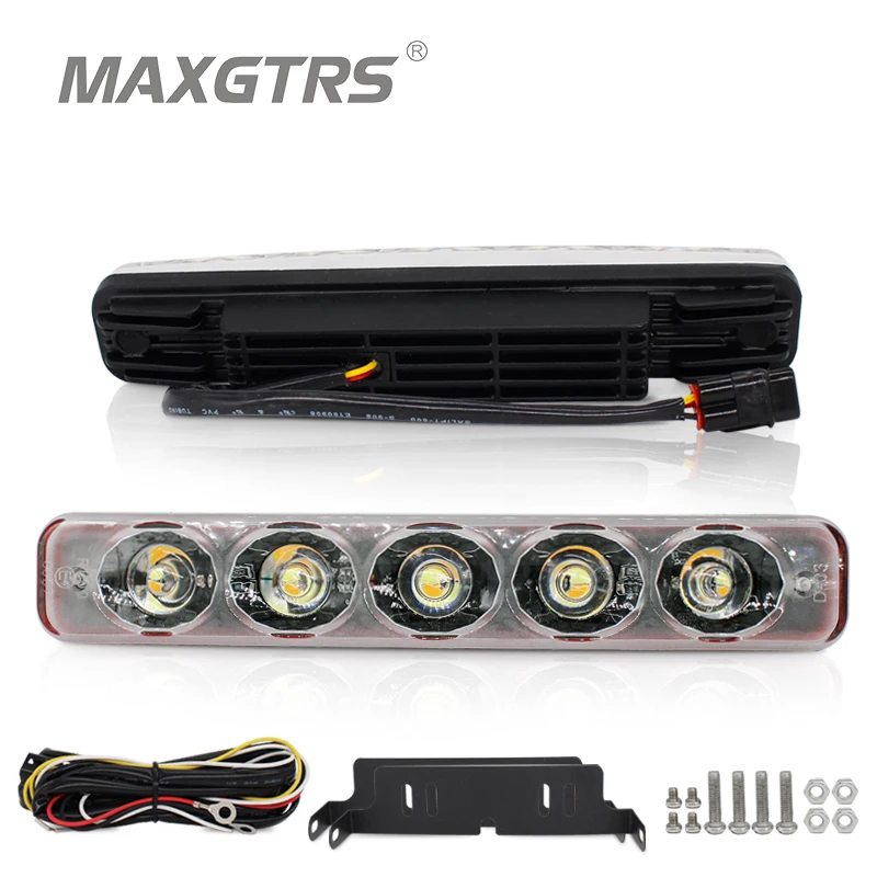

2Pcs/lot Universal Driving Fog Lamp DRL Super Bright Car LED light Car Daytime Running Lights With Amber Turn Signal Car Styling