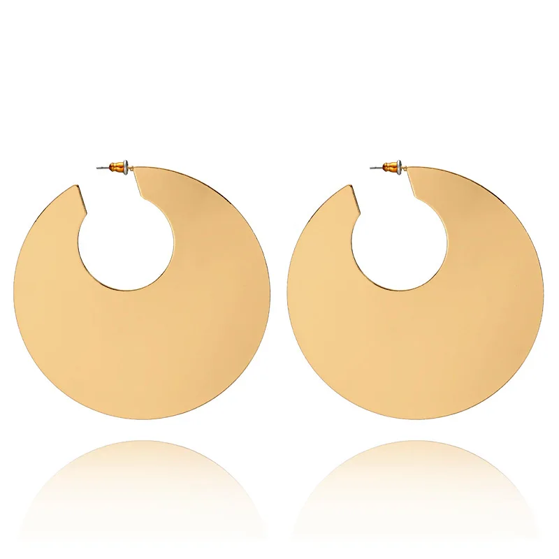 

New Arrival Bohemia Gold Color Big Circle Drop Earrings For Women Hollow Round Metal Simple Dangle Earrings Fashion Jewelry Gift