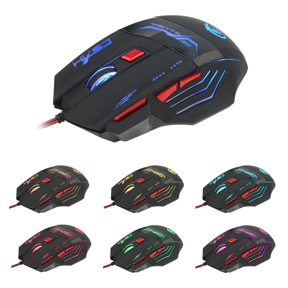 HXSJ H100 3200DPI Wired Optical Game Mouse with LED Light