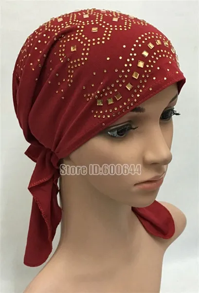 Полный Чехол, стразы, внутренняя мусульманская хлопковая хиджаб, шапка, исламский головной убор, головной убор, подшарф, цвета