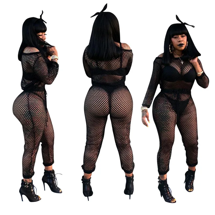 

Women summer bodycon jumpsuit black white sexy mesh sheer romper women jumpsuit casual skinny combinaison femme HG5095
