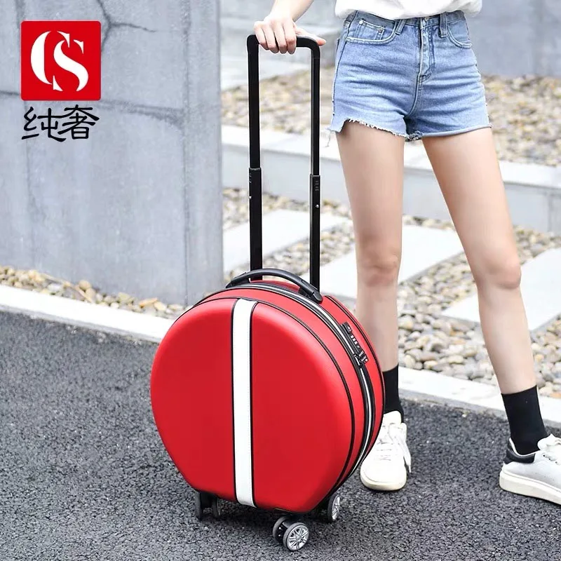 Hot!New Cute round Travel Bag Rolling Luggage sets,Women girl 18 inch lovely Trolley Suitcase with handbag On Universal Wheels