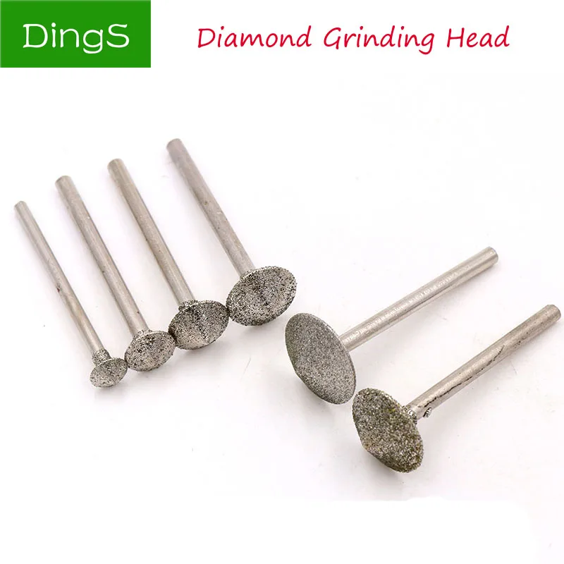 

5pcs/Set Diamond Grinding Head Grinding Burrs 2.35/3mm Shank Umbrella Type Bit Set for Amber Jade Dremel Rotary Carving Tool