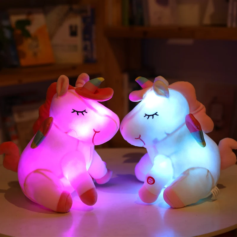 30 см светодиодный плюшевый светильник игрушки Розовый Единорог Мягкие животные плюшевые милые пони лошадь игрушка мягкая кукла детские игрушки рождественские подарки на день рождения