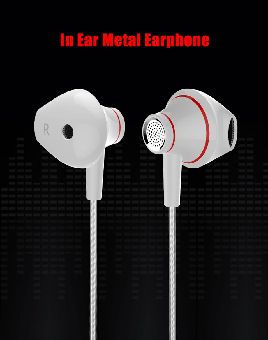 

JEELOCK In Ear 3.5 Extra Sensitivity Wire Earphone with Microphone Metal Subwoofer for Computer PC Gaming Headset Sport Earphone
