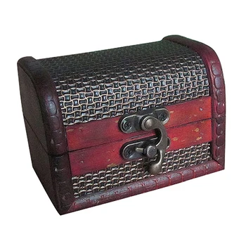 

Portative Retro Antique Style wooden Jewelery Box with Gold Trait Ornament , Red