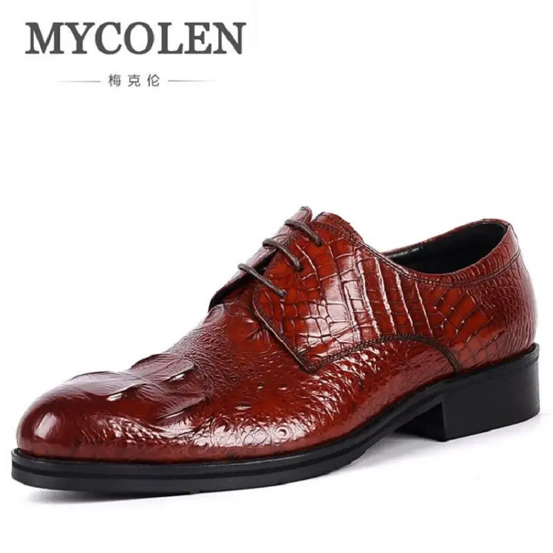 

MYCOLEN Genuine Leather Gentleman Men Suit Shoes High Quality Winter Shoes For Men Vintage Style Men Flats Wine Red chaussure