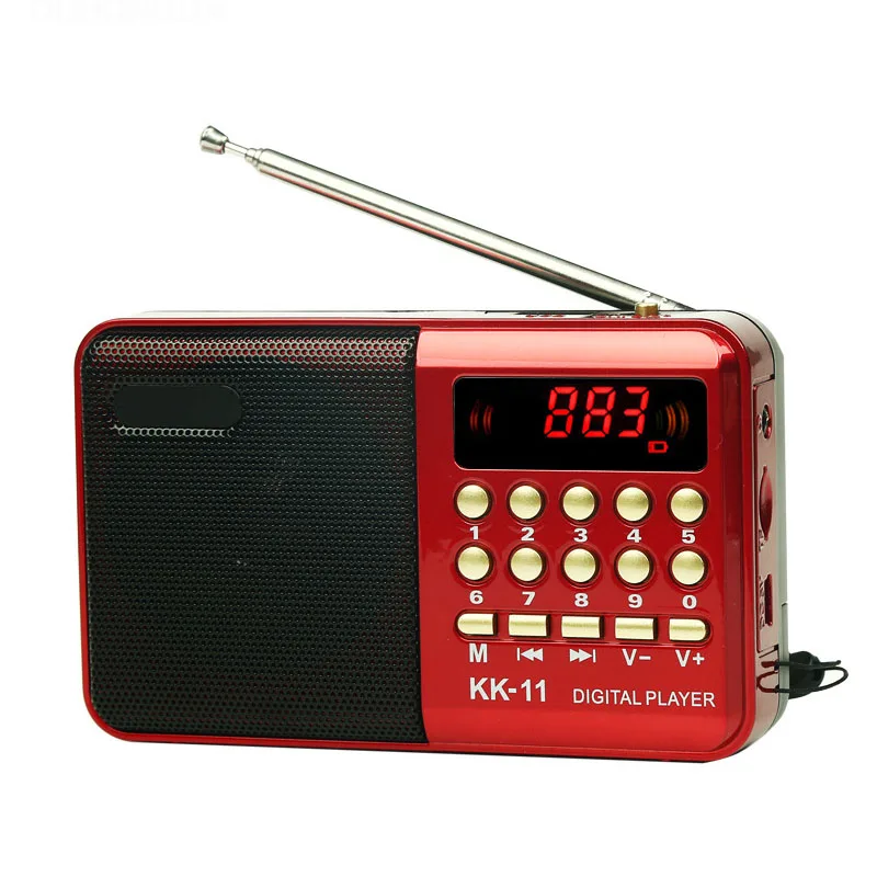 Mini Portable Radio Handheld Digital FM USB TF MP3 Player Speaker Rechargeable