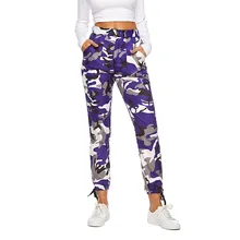 Горячая Распродажа, летние женские камуфляжные брюки, штаны, повседневные штаны, камуфляжные джинсы, узкие брюки, оранжевые, фиолетовые, серые