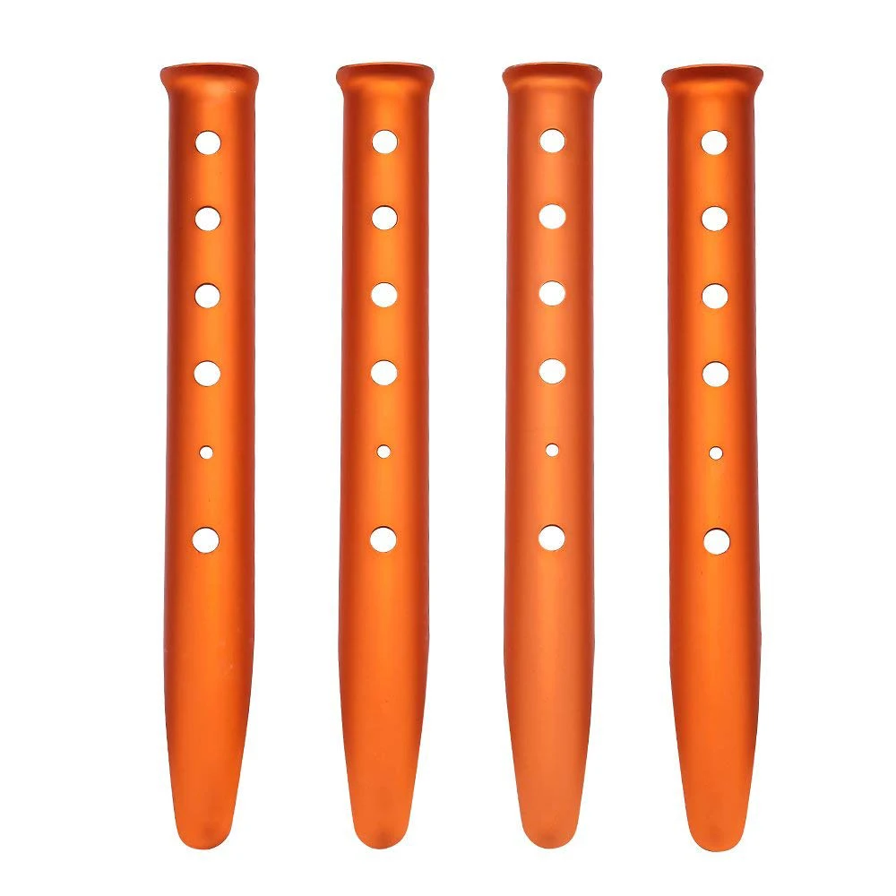 

4pcs Orange Color Aluminum Tent Stakes for Camping in Snow and Sand Tent Boating Hiking Backpacking Picnic Shelter Shade Canop