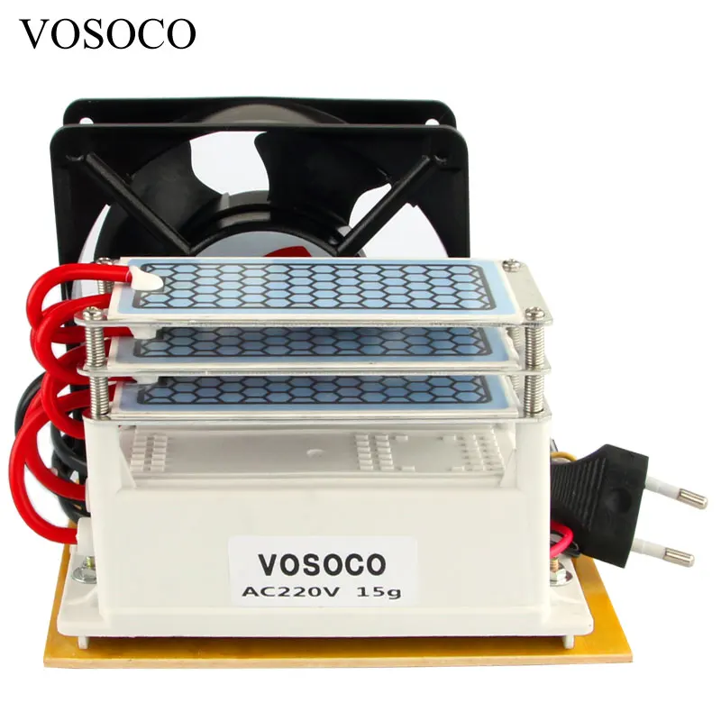 

DIY Ceramic Ozone Generator 220V 15g Three Integrated Long Life Ceramic Plate Ozonizer Air Water Air Purifier with fan