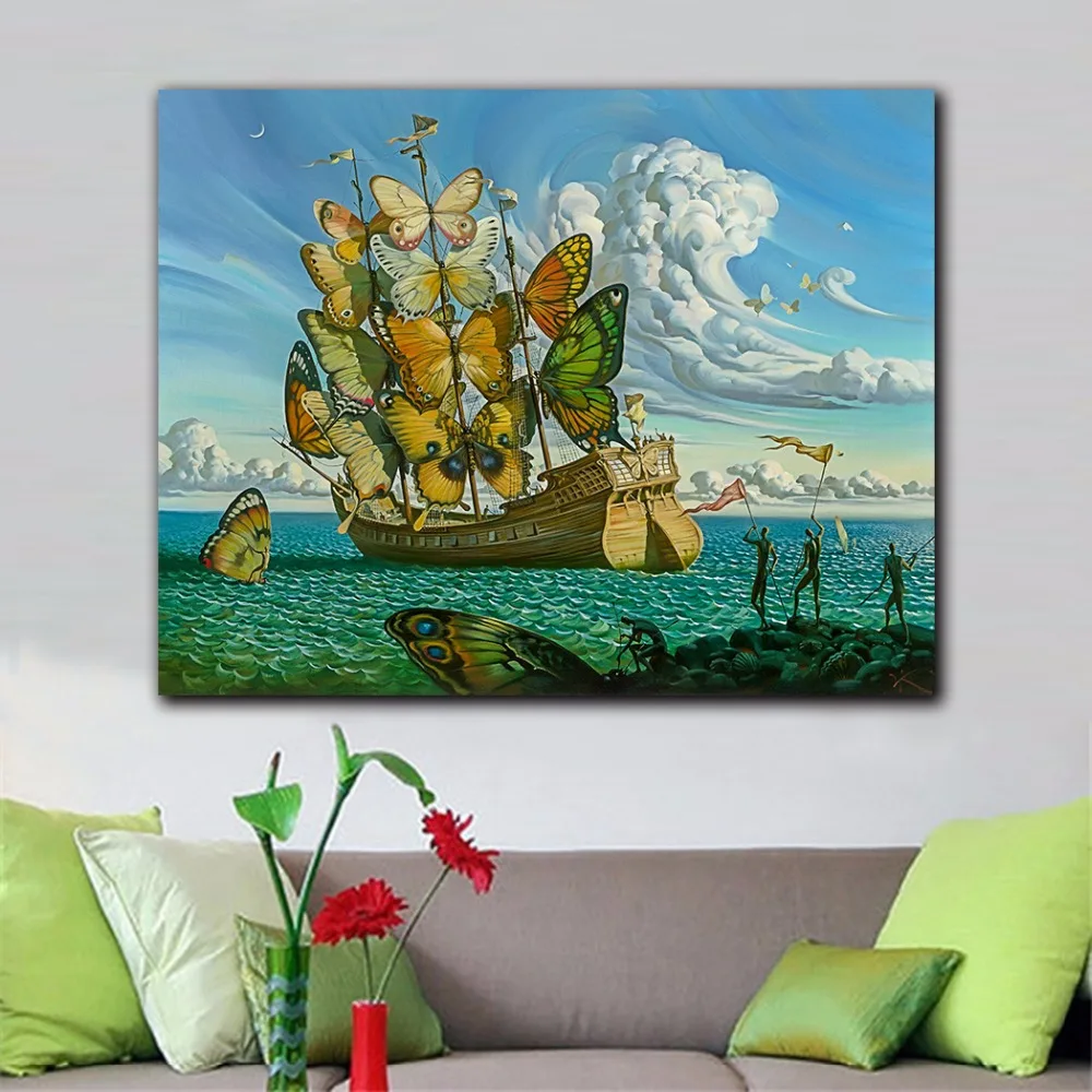 000 Salvador Dali Painting Butterfly Ship 70X90 2