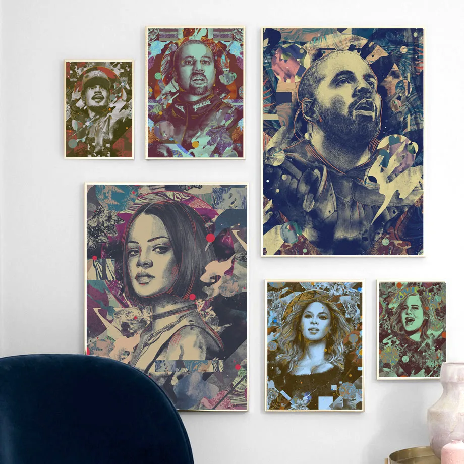 

Adele Beyonce Rapper Singer Star Vintage Wall Art Canvas Painting Nordic Posters And Prints Wall Pictures For Living Room Decor