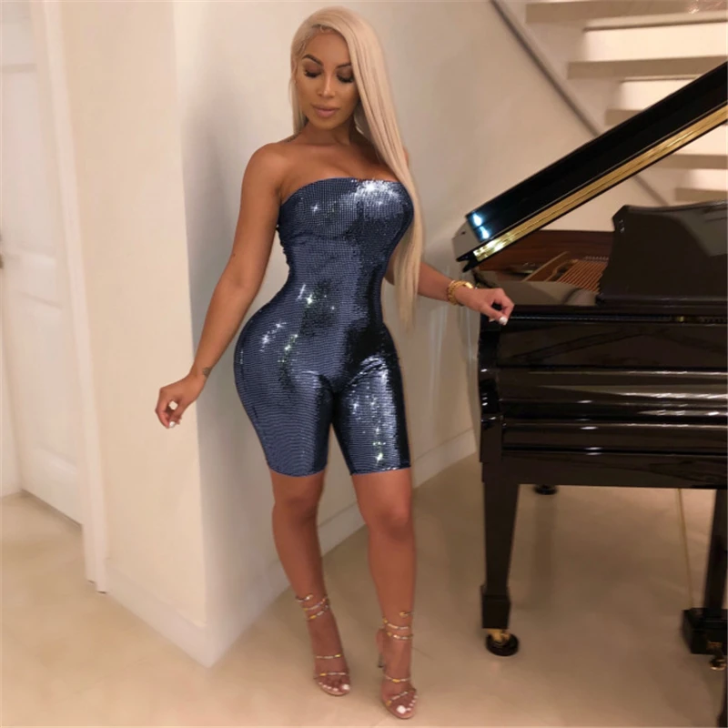 XLLAIS Fall Style Sequin Club Fit Jumpsuit Women Sexy Off