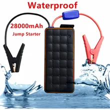 Водонепроницаемый 28000 мАч пусковое устройство 1000A автомобиля Зарядное устройство для автомобиля Батарея бустер 12V пусковое Петр дизельный портативное зарядное устройство для стартера автомобиля светодиодный