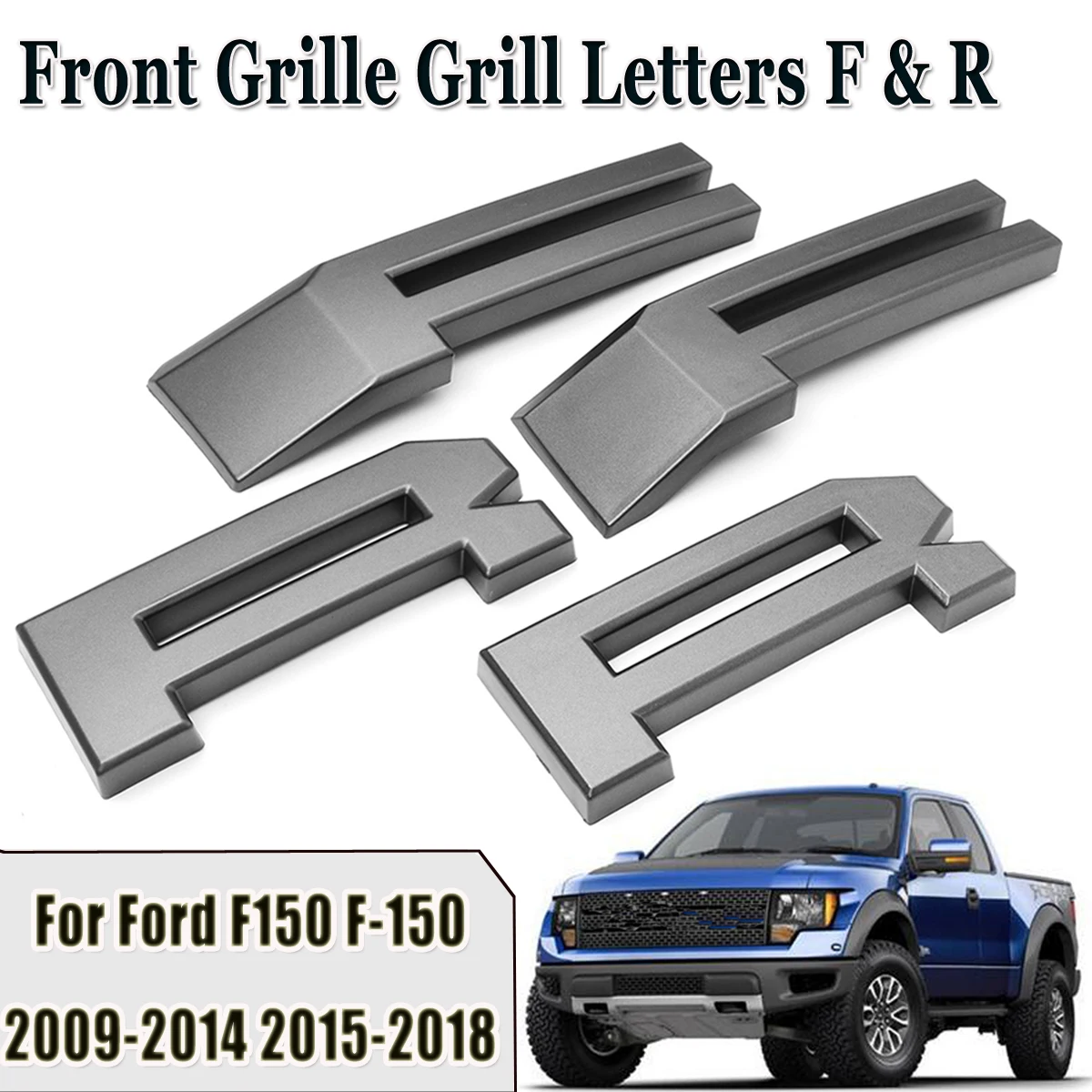 

Raptor Style Car Front Grille Grill Letters F R for Ford F150 F-150 2009 2010 2011 2012 2013 2014 2015 2016 2017 2018