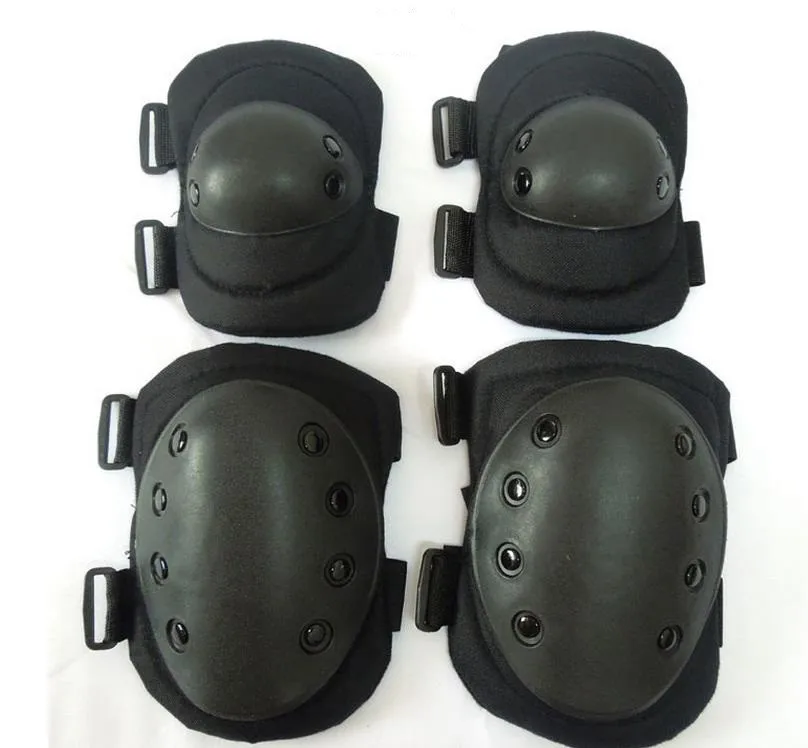 Hunting Tactical Black Knee Elbow Pads Airsoft Skateboard Paintball