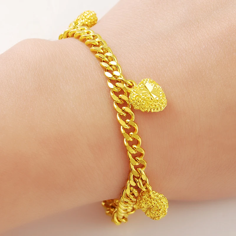 19cm 24K Yellow Gold Plated Classic Shining Men Women Chain Link Bracelet 7.5 /"