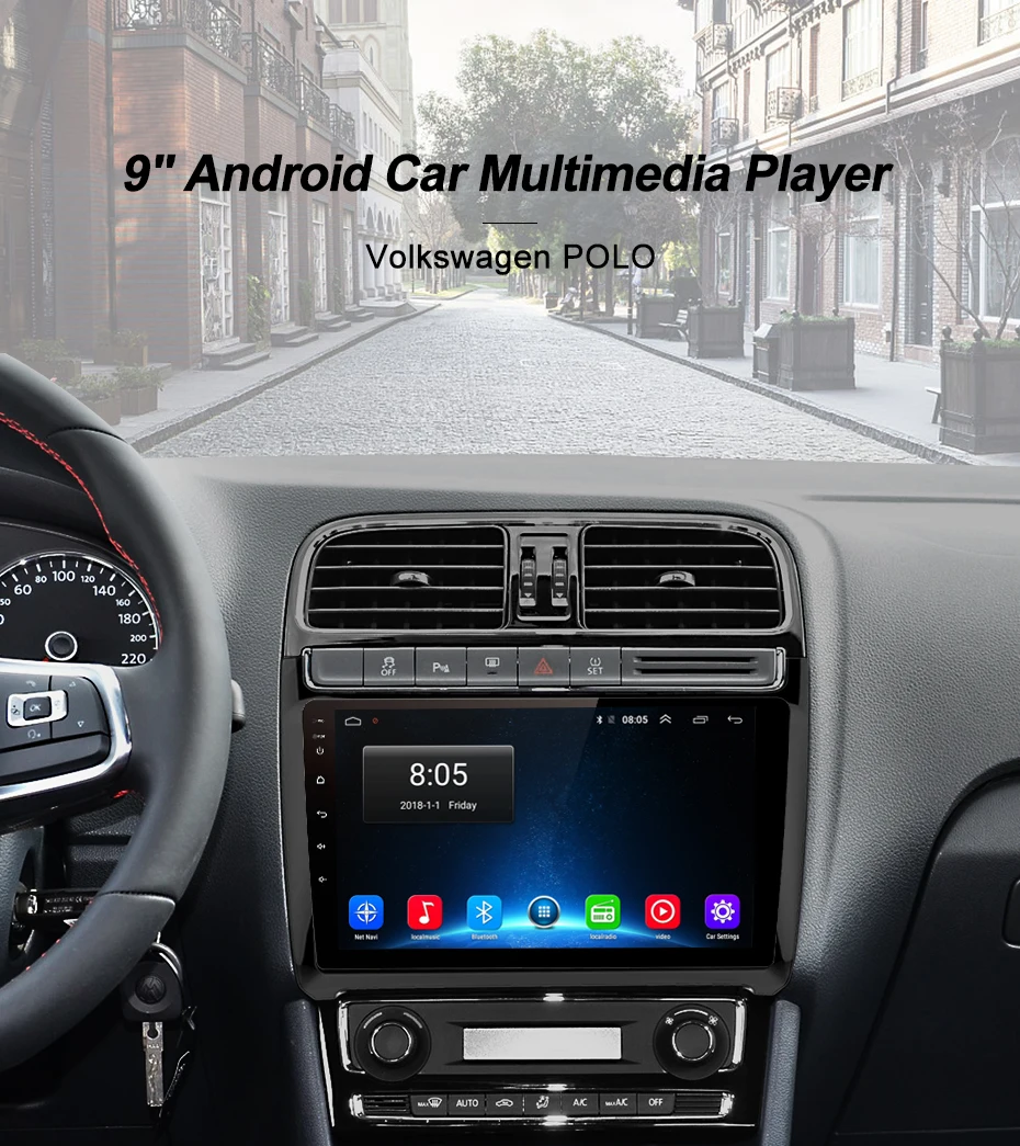 Cheap AWESAFE 2 din Android 8.1 Car Radio Multimedia video player gps navigation For POLO 2009 2010 2011 2012 2013 2014 2015 2016-2018 3