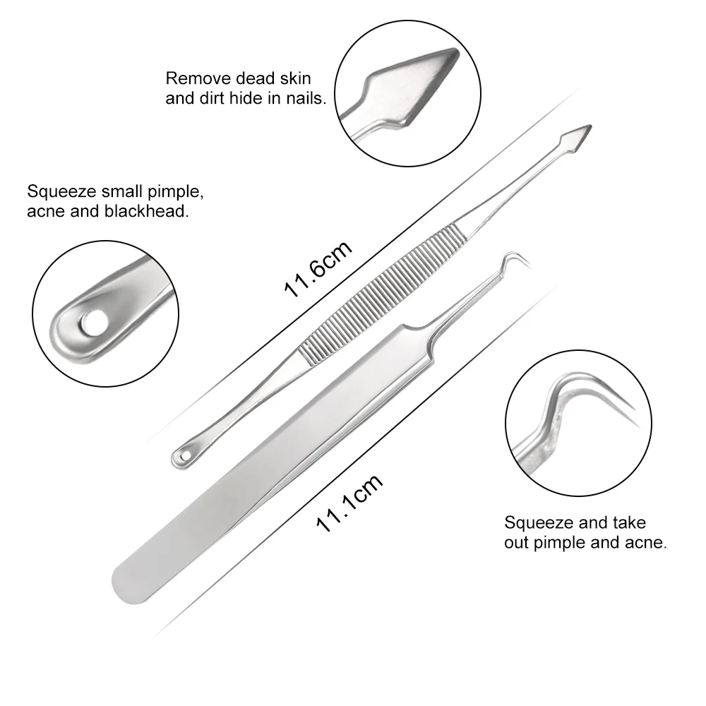 7 шт. набор инструментов для удаления угрей, инструменты для удаления прыщей лица, средство для очистки пор от угрей, зажим для игл, пинцет, набор инструментов для ухода за кожей лица