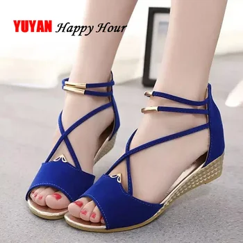 

Peep toe Sandals Women Summer Shoes 2019 Women Wedges Sandals Fashion Summer Ladies Wedge Shoes Woman Sandal Black Red Blue A679