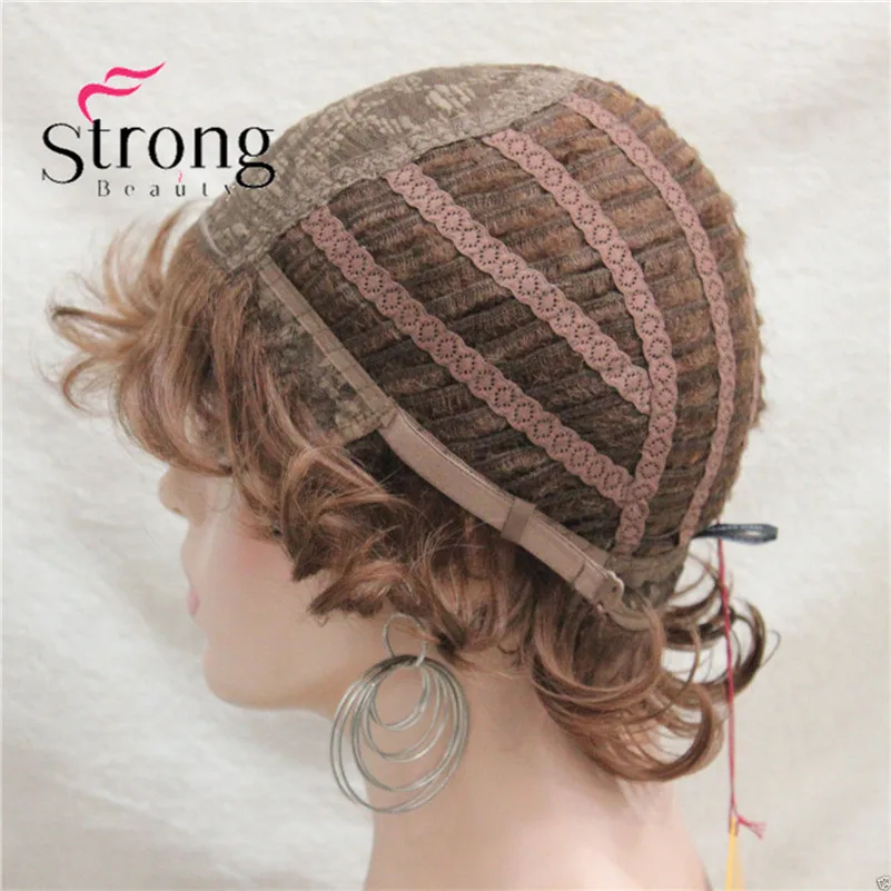 L-427B #30fashion medium auburn short curly synthetic women's wigs full wig for everyday (8)