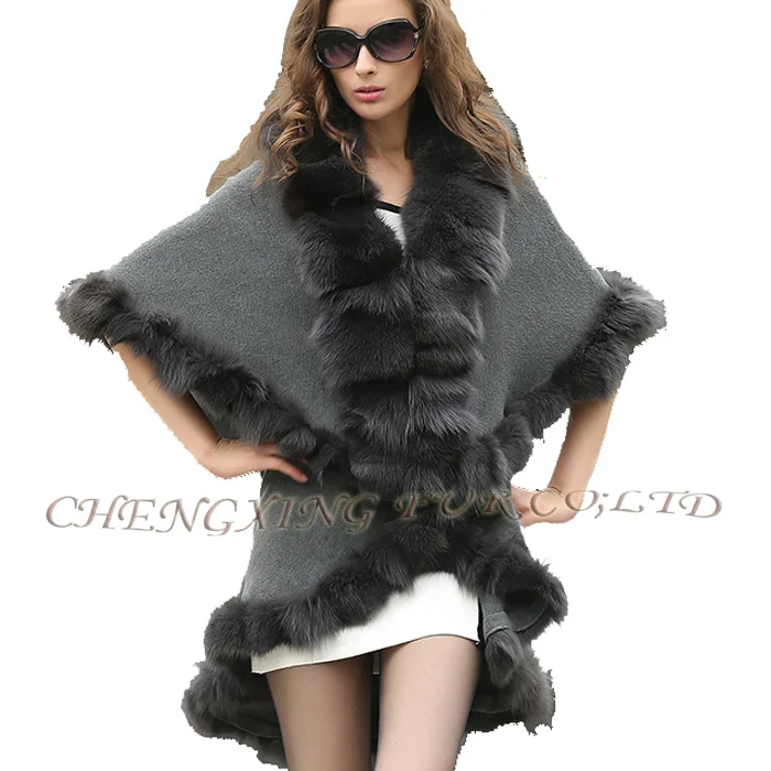 CX-B-P-45D новые продукты кашемир бренд Fox fur Trim шарф-Пашмина женское пончо меховой воротник накидка - Цвет: B