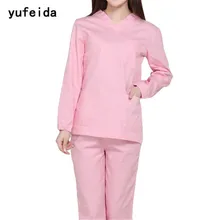 YUFEIDA с длинным рукавом Uniformes больница для женщин медицинская одежда Уход скрабы комплект одежды стоматологическая клиника медсестра хирургический костюм