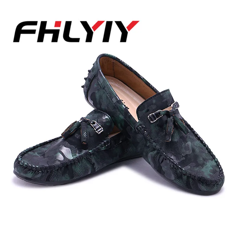 Men Camouflage Loafers Soft Comfortable Slip on Flat Peas Shoes Office